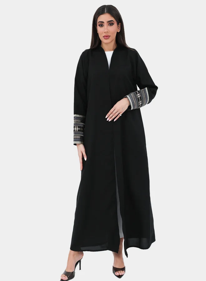 Elena by DStyle Elena by DStyle Embroidered Cuffed Sleeve A-Line Abaya