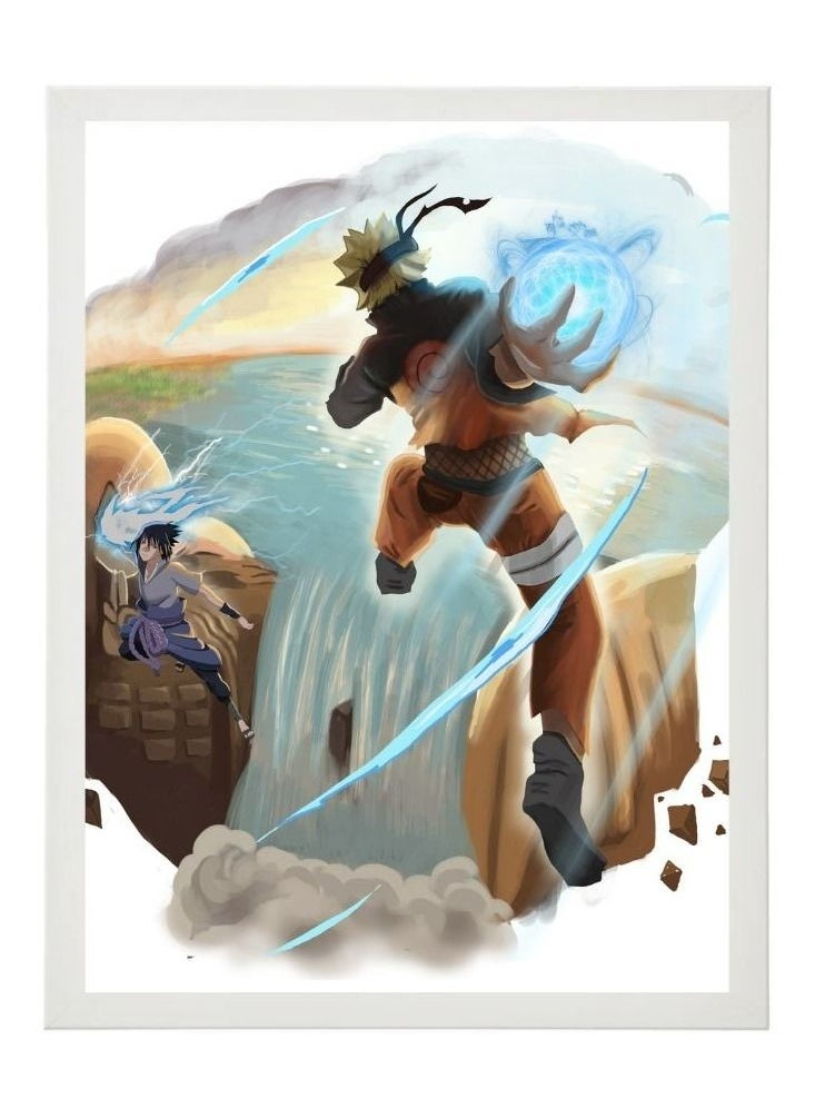 MEC - Digital Wall Art Poster Frame Naruto Uzumaki vs Sasuke Uchiha 21X30 Cm - Image 1