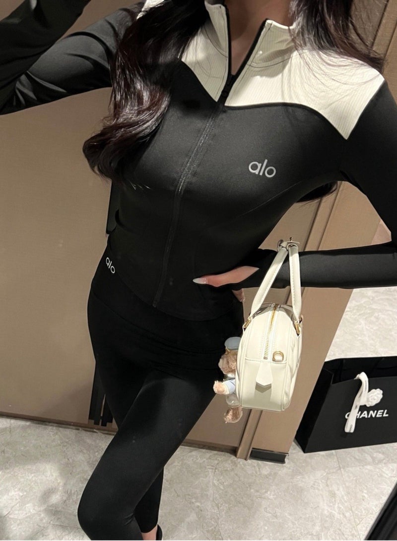 AIO threaded, color-matched, outerwear, sporty, fitted, yoga wear jacket