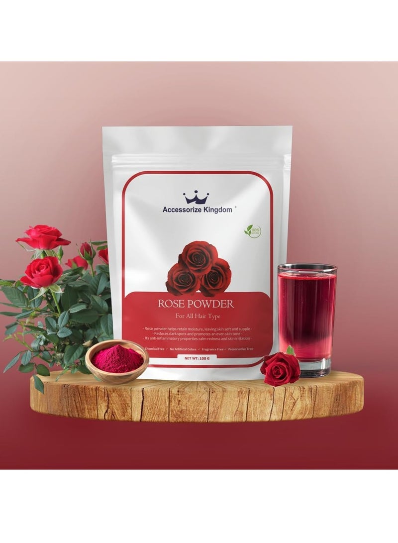 مملكة الإكسسوارات مسحوق الورد (100 غرام) - طبيعي 100% وخالي من المواد الحافظة | مناسب لجميع أنواع الشعر والبشرة | يرطب ويخفف التهيج - Image 3