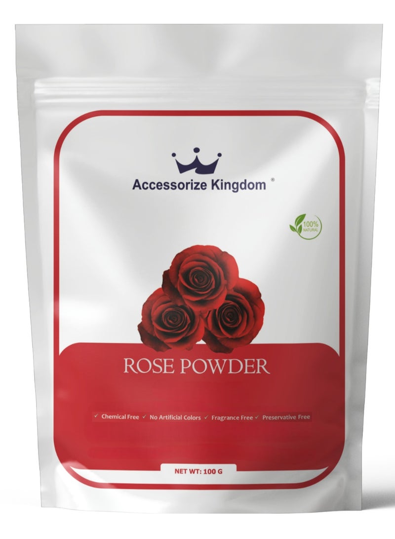 مملكة الإكسسوارات مسحوق الورد (100 غرام) - طبيعي 100% وخالي من المواد الحافظة | مناسب لجميع أنواع الشعر والبشرة | يرطب ويخفف التهيج - Image 1