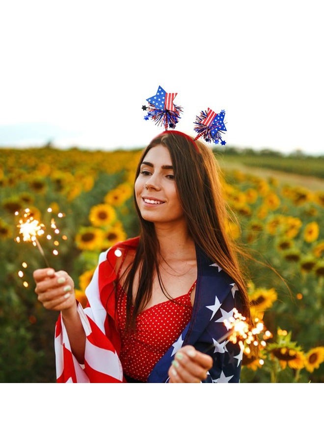 Doneace 4th of July Hairband - Two Stars Design with Colorful Tassels, Premium Felt Fabric and Plastic, Wide Application for Patriotic Day Parties, Holiday Parties, and Costume Cosplay Parties, 1PCS - Image 4