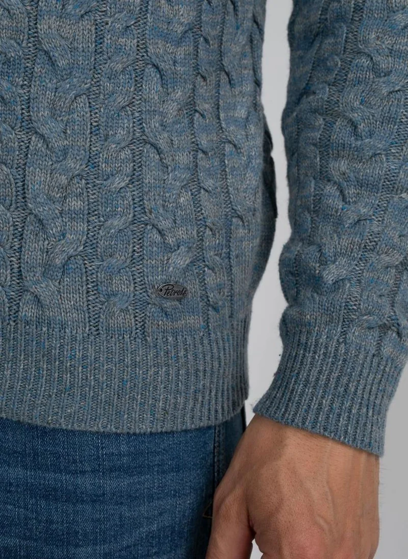 Petrol Industries 5183-Light Shadow Men Knitwear Round Neck Basic for Men | Best Price UAE