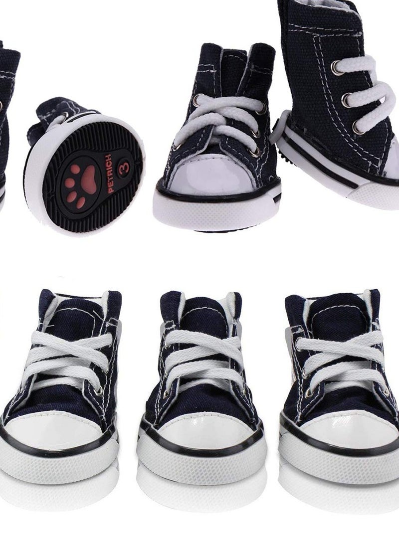 Breathable Dog Boots, Nonslip Canvas Sport Shoes, Anti-Slip Rubber Sole Dog Booties, Puppy Dog Boots & Paw Protectors for Hot Pavement,  Ourdoor Walking, Indoor Hardfloors(Blue, 4PCS) - Image 2