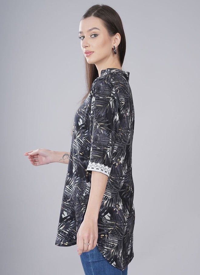 FIMS Floral Printed Pathani Kurti - Image 5