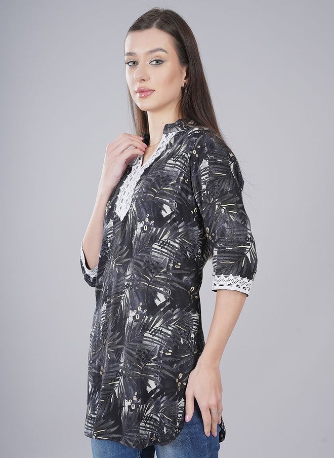 FIMS Floral Printed Pathani Kurti - Image 4