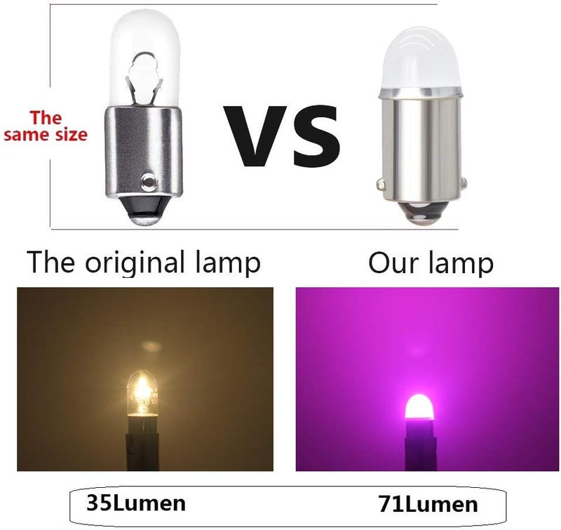 Yoper BA9S 53 57 1895 64111 LED Light Bulb for Car 12V Pink - Image 4