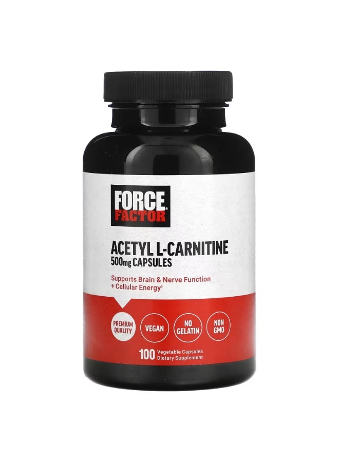 Force Factor Acetyl L-Carnitine, 500 mg, 100 Vegetable Capsules - Image 1