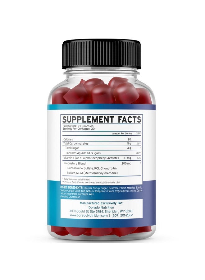 DORADO NUTRITION Glucosamine Chondroitin Gummies Joint Supplement - Glucosamine Gummies For Adults Nutritional Supplements - Joint Supplements for Men & Women - Delicious Raspberry Flavor - (60 Count)  - Image 2