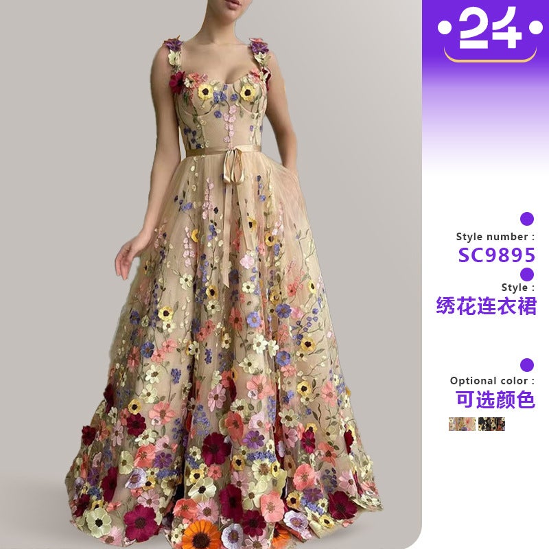 New Independent Station Women'S Three-Dimensional Flower Fashion Embroidered Flower Hip Dress - Image 2