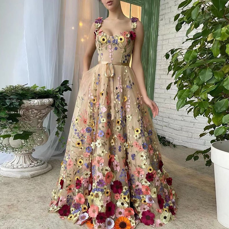 New Independent Station Women'S Three-Dimensional Flower Fashion Embroidered Flower Hip Dress - Image 4