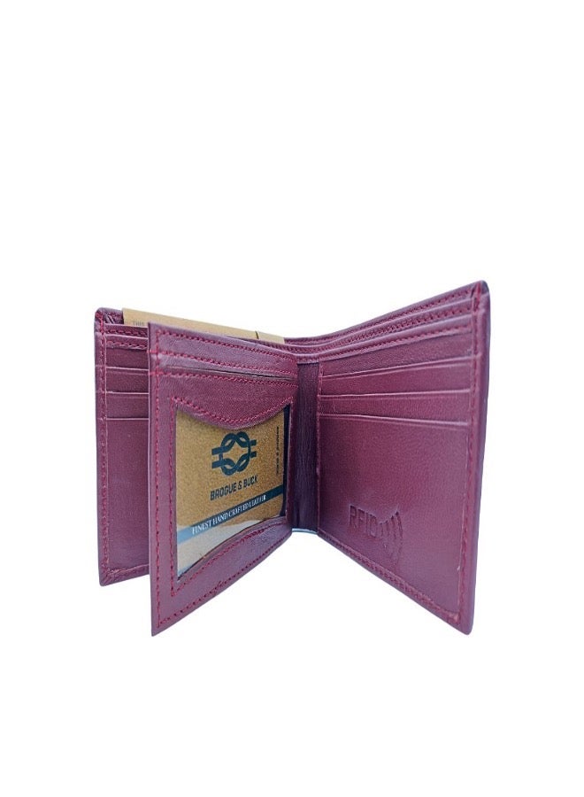 Brogue & Buck Genuine Leather Wallet for Men – Burgundy – Bifold – Stylish & Durable – Gift Box Included - Image 2