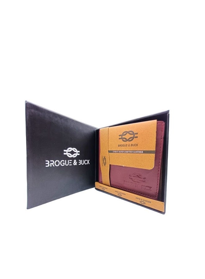 Brogue & Buck Genuine Leather Wallet for Men – Burgundy – Bifold – Stylish & Durable – Gift Box Included - Image 3