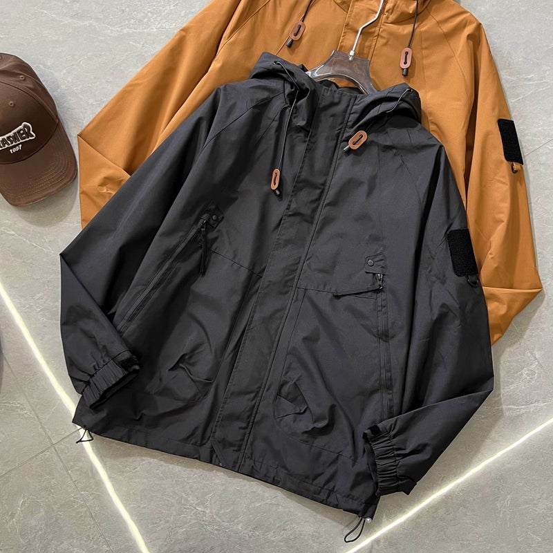 Mens 2024 Spring New American Style Trendy Brand Loose Work Jacket Spring and Autumn Outdoor Boys Couple Jacket Black