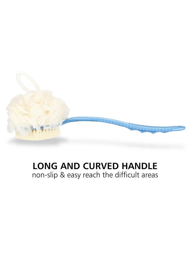 HONOMA Shower Body Brush With Bristles And Loofah,Back Scrubber Bath Mesh Sponge With Curved Long Handle For Skin Exfoliating Bath, Massage Bristles Suitable For Wet Or Dry, Men And Women(Orange) - Image 4