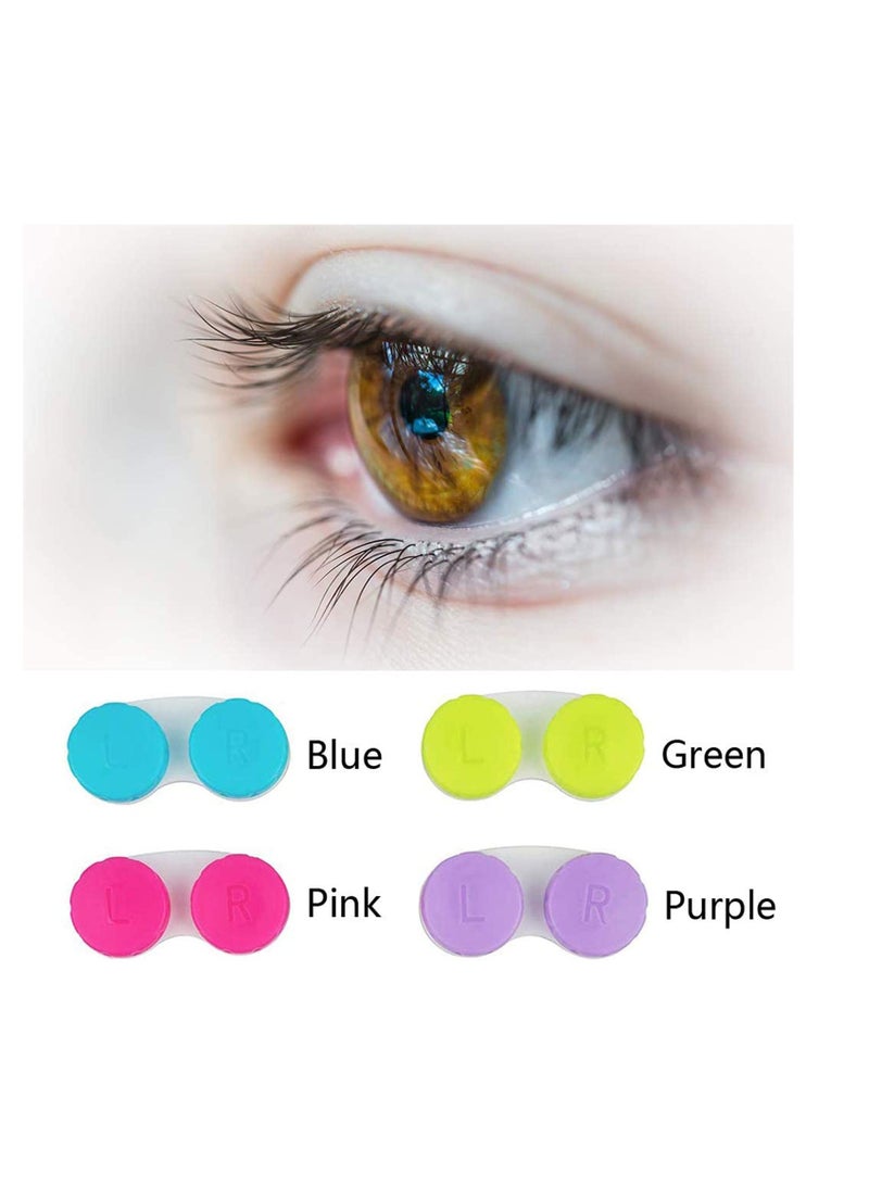 Barakah Contact Lens Case Box Colorful Holder Container with Soak Storage Kit Portable Mini Contact Lens, Protect Your Eyes by Changing Your Lens Case Monthly 12 Pack Pink Blue Purple Green - Image 3