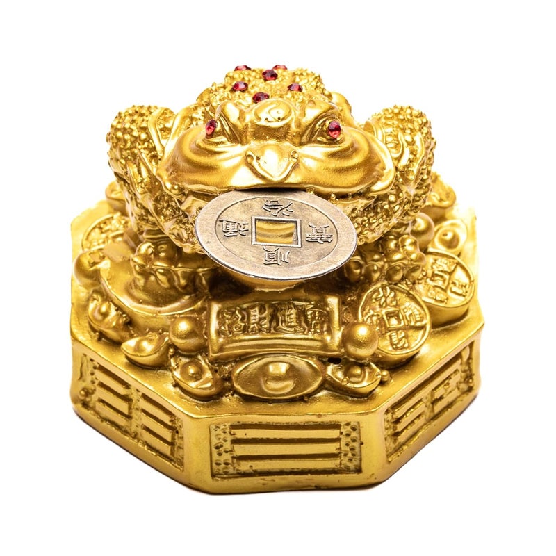 Plus Value Feng Shui Lucky Three Legged Money Frog with Coin in Mouth Toad Good Luck Wealth Prosperity Success Happiness Positivity Home Office Decor Gifting Golden 3 Inches Fiber Religious - Image 3