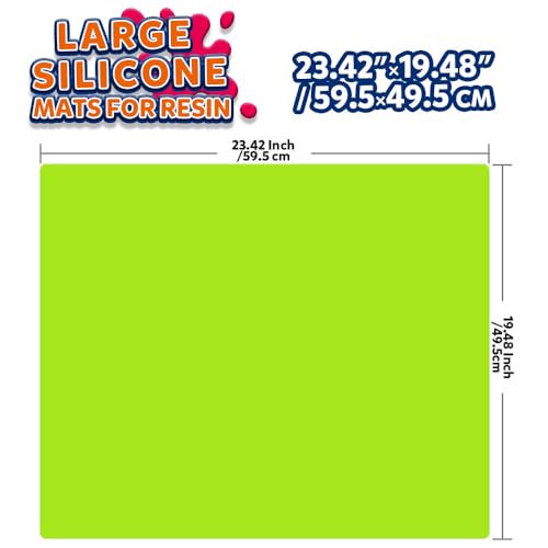 LEOBRO Silicone Mats for Crafts, 2 Pcs 23.4"x 19.5" Large Silicone Mats for Resin Clay Paint Jewelry Making, Countertop Protector Table Mat, Blue & Green - Image 2