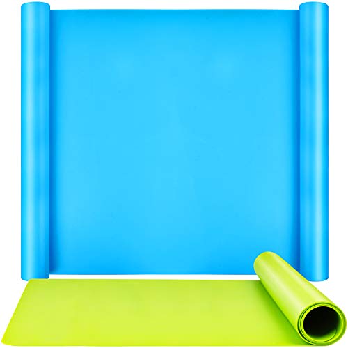 LEOBRO Silicone Mats for Crafts, 2 Pcs 23.4"x 19.5" Large Silicone Mats for Resin Clay Paint Jewelry Making, Countertop Protector Table Mat, Blue & Green - Image 1