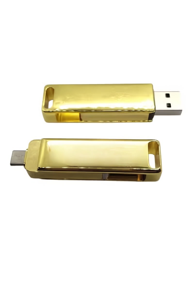 USB Flash Memory Stick, 2 In 1 Portable Thumb Drive, Compact And Durable USB Flash Drive, High Speed Pen Drive For Mobile Phones Tablets Laptops, (1pc, Golden, 16GB) - Image 2