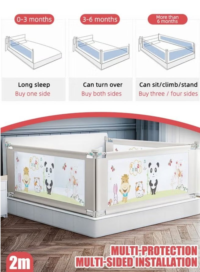 بوراداي حاجز سرير للأطفال من قطعة واحدة مضاد للسقوط وقابل للتعديل والطي وحاجز سرير للأطفال مصنوع من شبكة قابلة للتنفس مع قفل أمان مزدوج للأطفال من جانب واحد 200 سم - Image 2