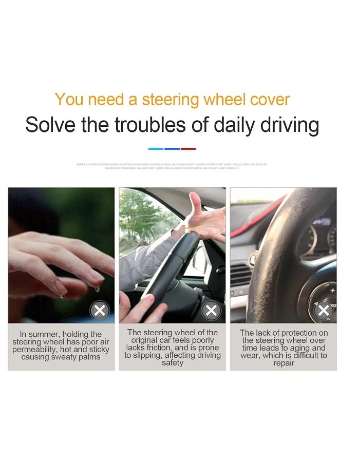 Car Steering Wheel Cover, Auto Car Stretch Steering Wheel Protector, Universal 15 Inch Fit, Breathable Odorless Steering Wheel Cover, for Men Women - Image 4