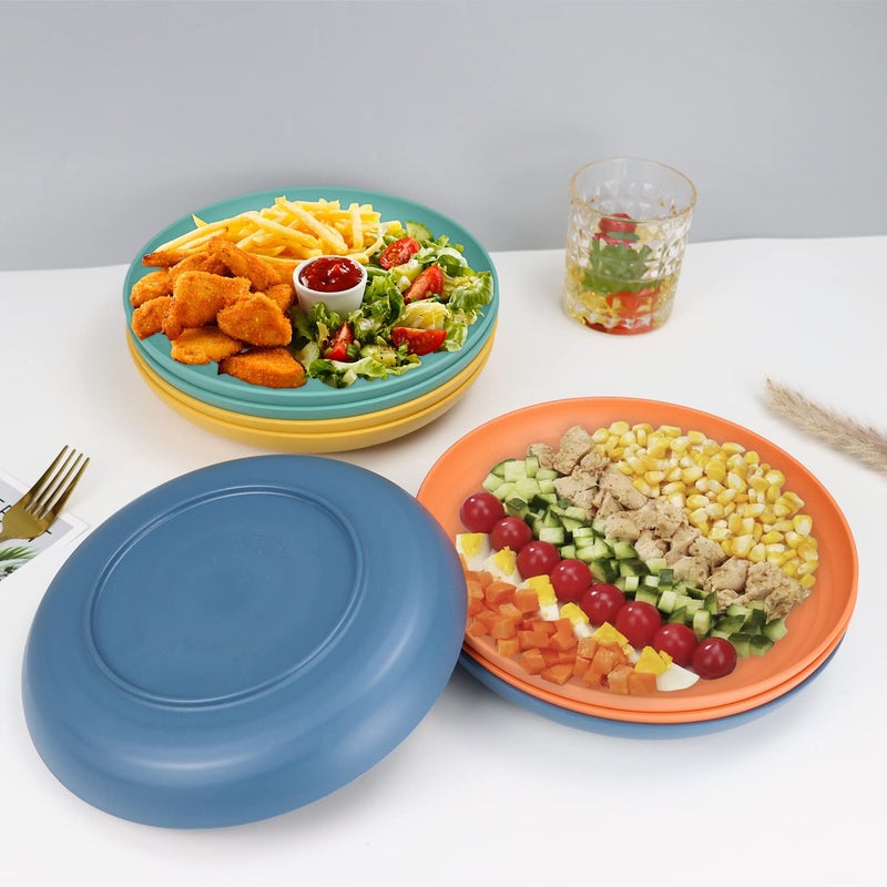 Homienly Wheat Straw Dinner Plates Set of 8 - Alternative to Plastic, Microwave & Dishwasher Safe, Unbreakable Kids Plates with 4 Colors (Colorful, 8 inch) - Image 4