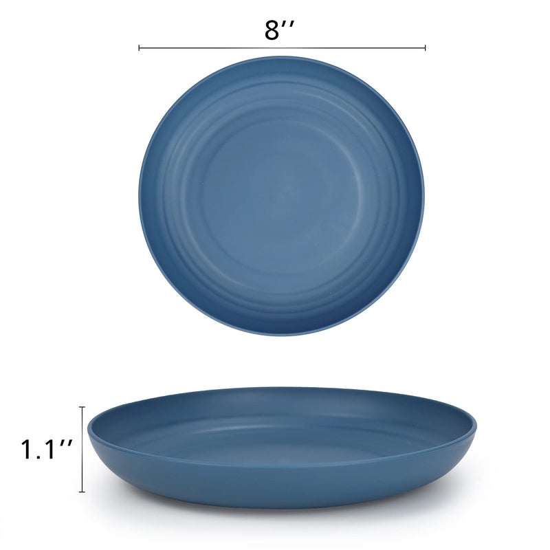 Homienly Wheat Straw Dinner Plates Set of 8 - Alternative to Plastic, Microwave & Dishwasher Safe, Unbreakable Kids Plates with 4 Colors (Colorful, 8 inch) - Image 2