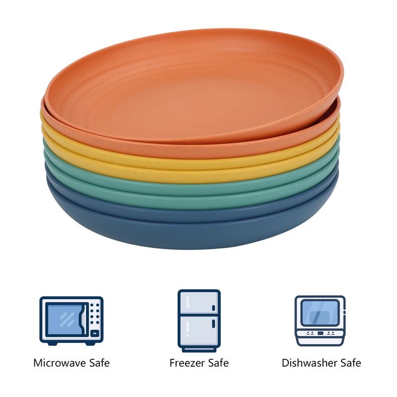 Homienly Wheat Straw Dinner Plates Set of 8 - Alternative to Plastic, Microwave & Dishwasher Safe, Unbreakable Kids Plates with 4 Colors (Colorful, 8 inch) - Image 3
