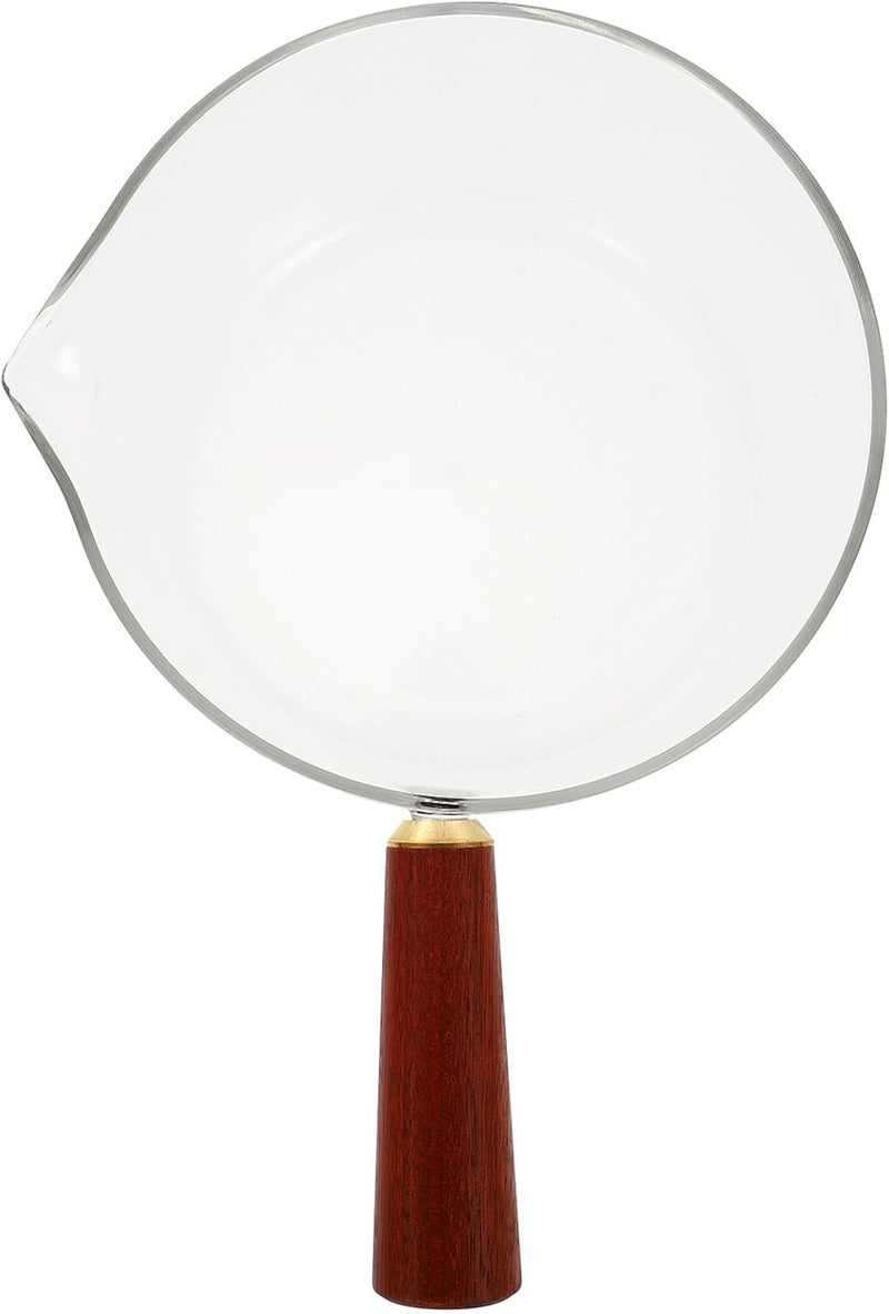 Large Glass Milk Saucepan with Wooden Handle, Multifunctional Household Cooking Pot for Food and Soup Heating, Milk Pan for Stove Top Use - Image 1