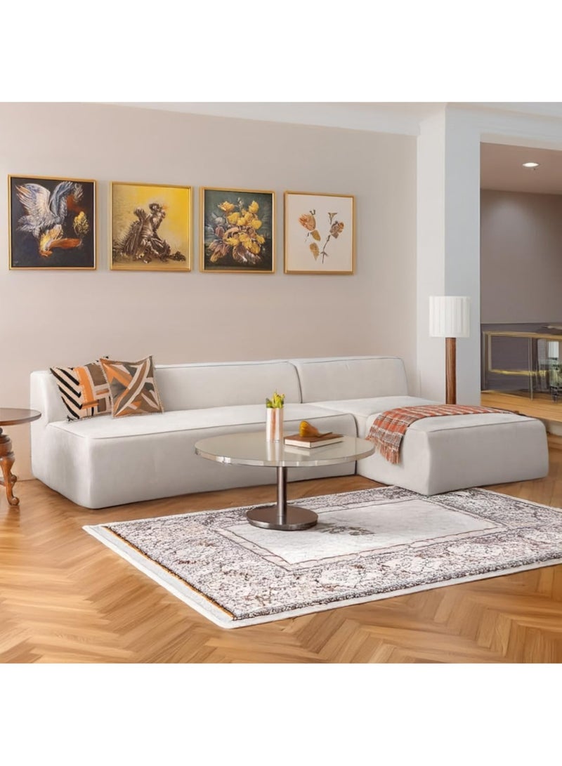 Karnak Milan Modern L-Shaped Sectional Sofa, Light Beige Velvet, Left Chaise Orientation, Space-Saving Design with Interchangeable Chaise - Image 1