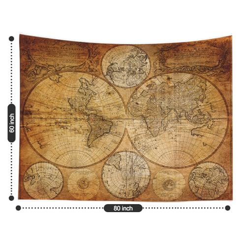 CAPSCEOLL Map Wall Tapestry, Dorm Funny Map Wall Hanging Art Tapestries College World Map Tapestry Brown for College Wall Decor 80X60 Inches,Brown Yellow - Image 3