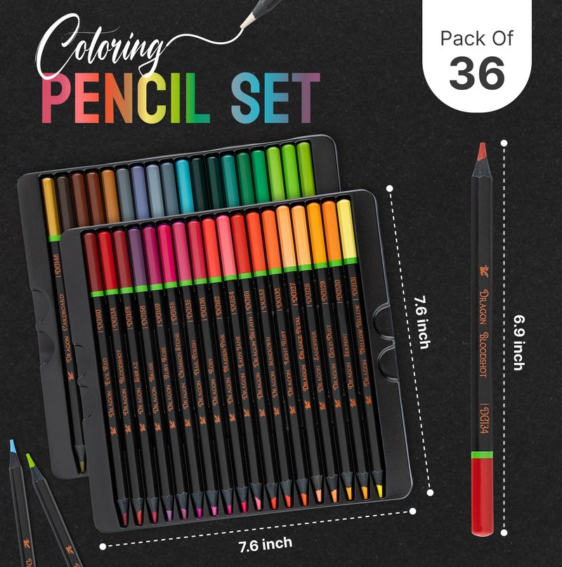 Black Widow Coloring Pencils for Adults â€“ 36 Wax Soft Core Colored Pencils for Adult Coloring Books â€“ Vibrant Color Pencil Set (Dragon Set) - Image 5