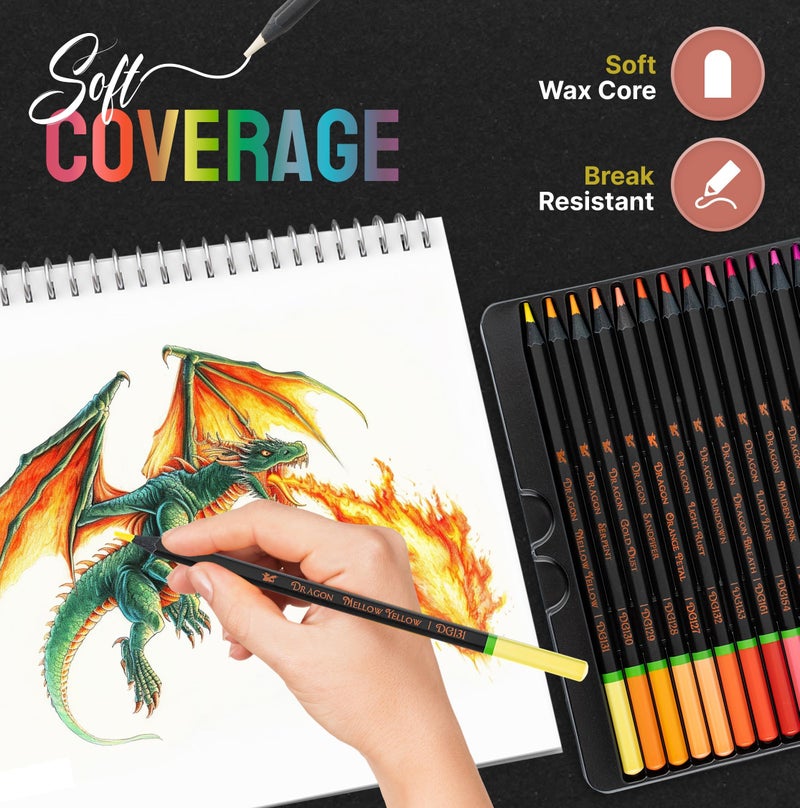Black Widow Coloring Pencils for Adults â€“ 36 Wax Soft Core Colored Pencils for Adult Coloring Books â€“ Vibrant Color Pencil Set (Dragon Set) - Image 3