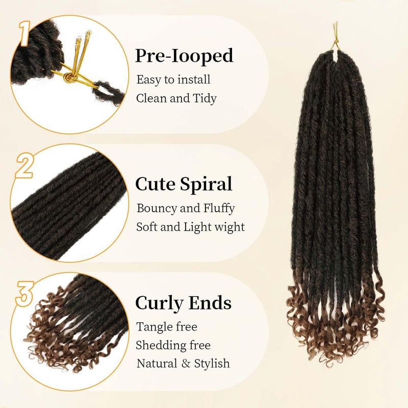 MODERN QUEEN 6 Packs Goddess Locs Crochet Hair, 14 Inch Straight Faux Locs Crochet Braids, Pre-Looped Curly Soft Synthetic Ombre Braiding Hair Extensions for Black Women(14 Inch, 6 Packs, 1B/30#) - Image 5