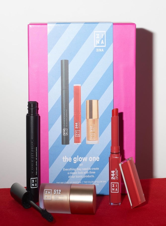 3إنا مجموعة 3INA The Glow One Kit، تتضمن: ماسكارا The 24H Level Up (0.26 أونصة)، قلم إضاءة No Rules (0.26 أونصة) - 512، أحمر شفاه The Color Lip Glow (0.053 أونصة) - 244 (3 قطع) - Image 5