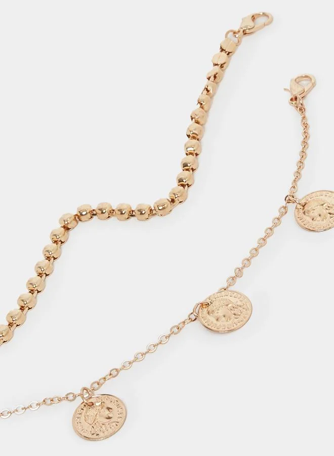 Styli Set of 2 - Embellished Coin Drop Anklet