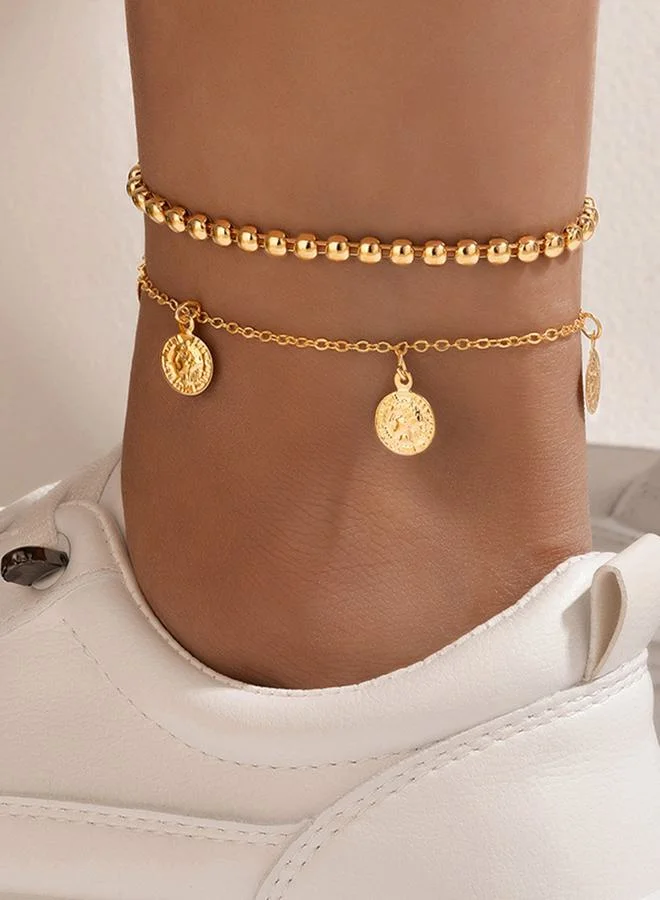 Styli Set of 2 - Embellished Coin Drop Anklet
