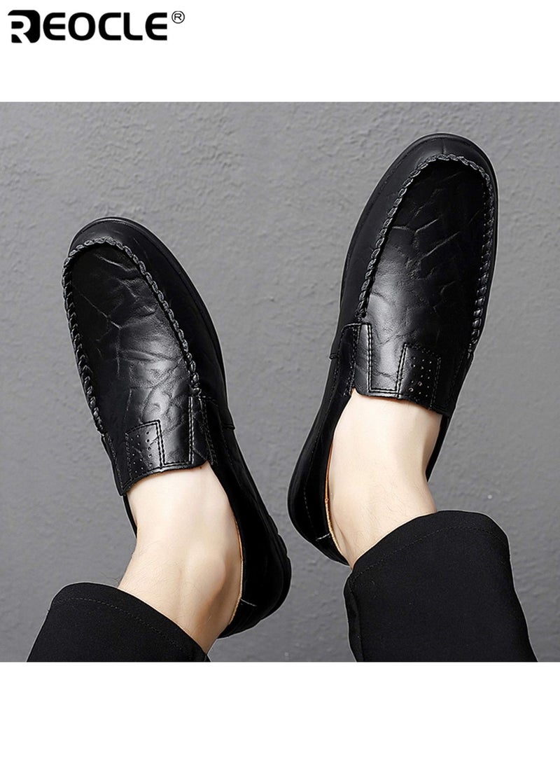 ريوكل أحذية جلدية عصرية للرجال بتصميم قابل للتنفس وأسلوب سهل الارتداء، أحذية قيادة بأرضية مرنة للراحة اليومية - Image 4