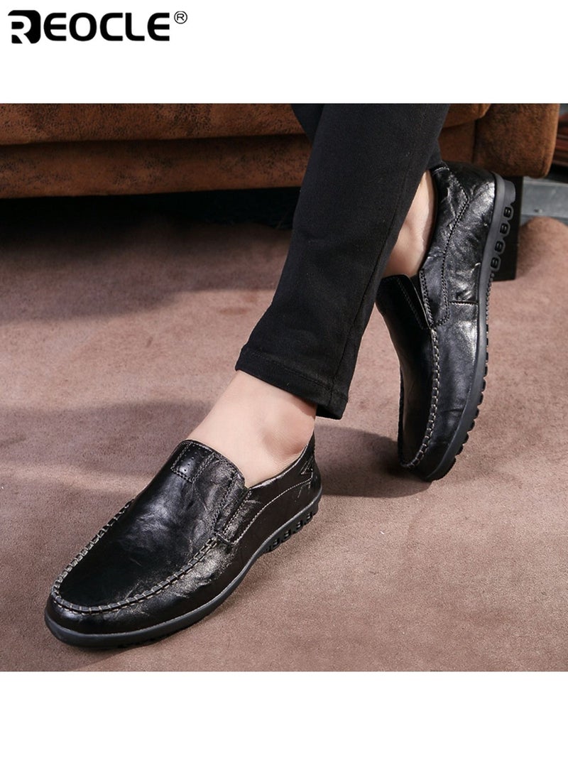ريوكل أحذية جلدية عصرية للرجال بتصميم قابل للتنفس وأسلوب سهل الارتداء، أحذية قيادة بأرضية مرنة للراحة اليومية - Image 5