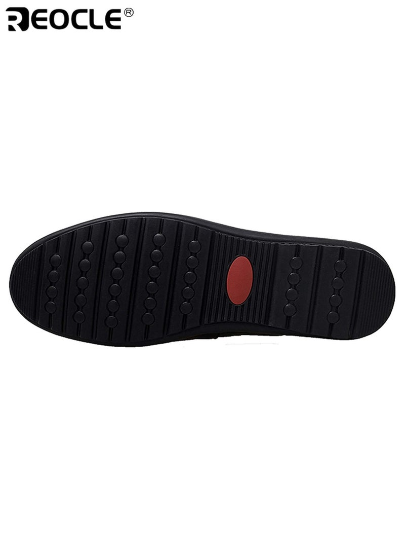 ريوكل أحذية جلدية عصرية للرجال بتصميم قابل للتنفس وأسلوب سهل الارتداء، أحذية قيادة بأرضية مرنة للراحة اليومية - Image 3