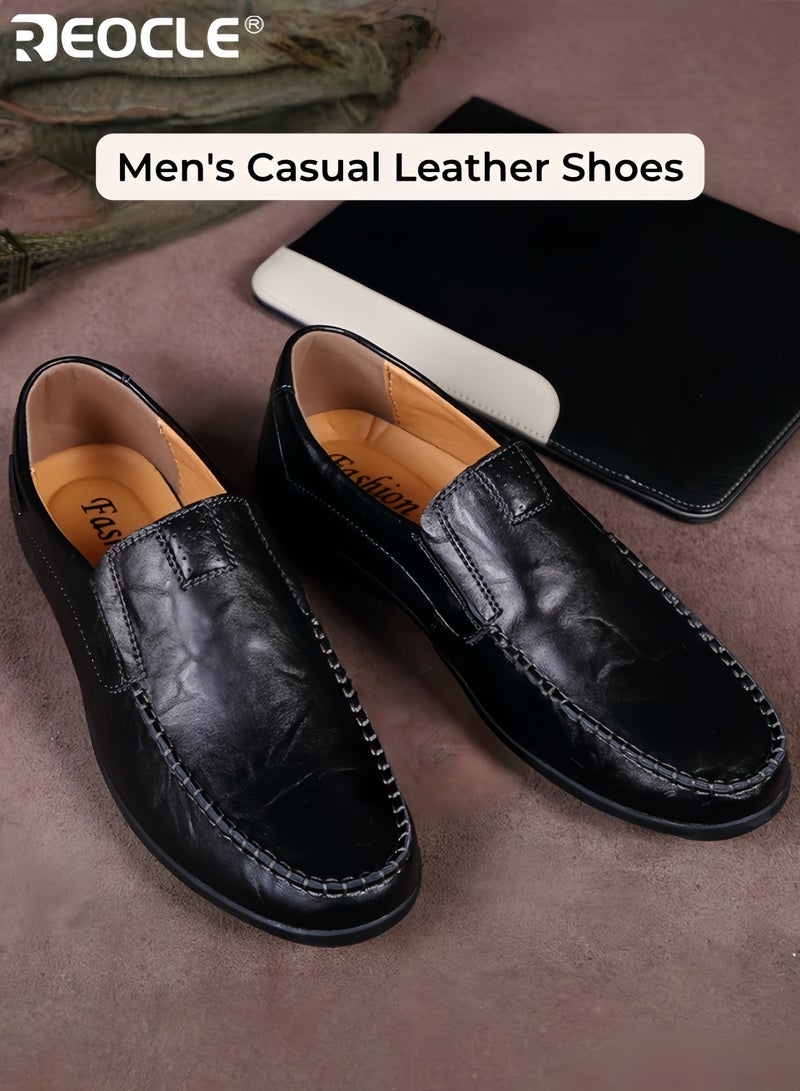 ريوكل أحذية جلدية عصرية للرجال بتصميم قابل للتنفس وأسلوب سهل الارتداء، أحذية قيادة بأرضية مرنة للراحة اليومية - Image 1