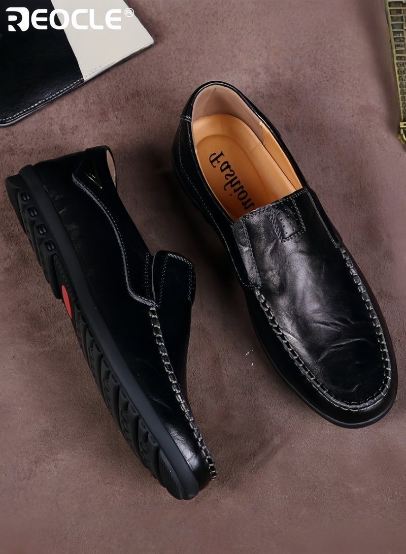 ريوكل أحذية جلدية عصرية للرجال بتصميم قابل للتنفس وأسلوب سهل الارتداء، أحذية قيادة بأرضية مرنة للراحة اليومية - Image 2