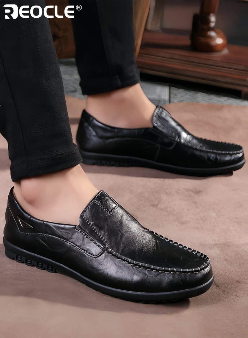 ريوكل أحذية جلدية عصرية للرجال بتصميم قابل للتنفس وأسلوب سهل الارتداء، أحذية قيادة بأرضية مرنة للراحة اليومية - Image 3