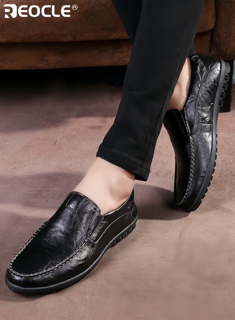 ريوكل أحذية جلدية عصرية للرجال بتصميم قابل للتنفس وأسلوب سهل الارتداء، أحذية قيادة بأرضية مرنة للراحة اليومية - Image 4