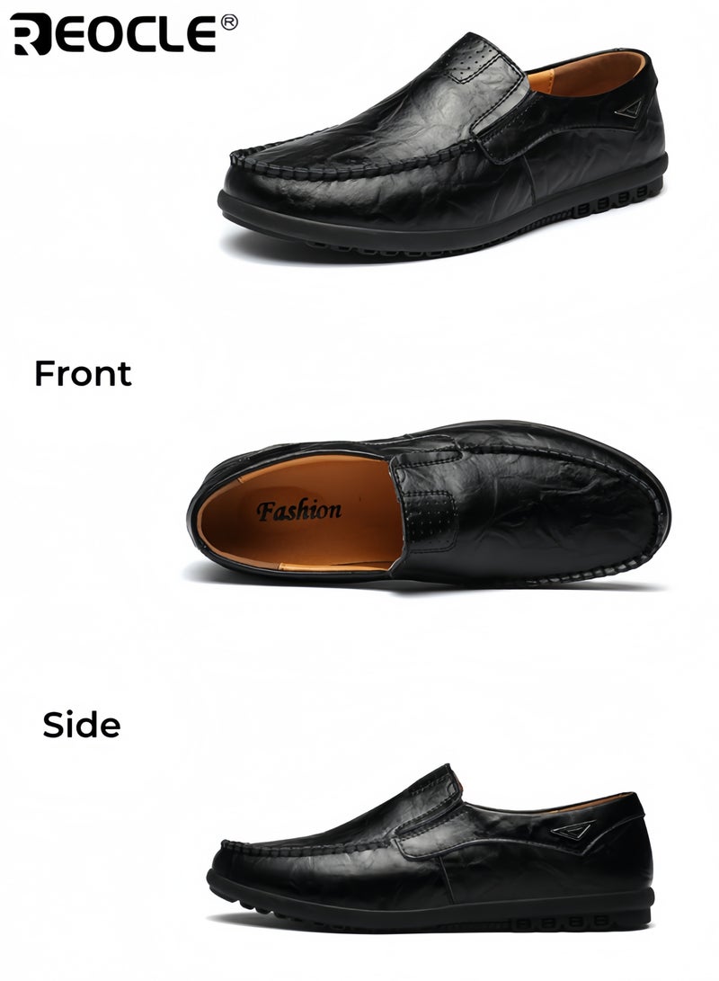 ريوكل أحذية جلدية عصرية للرجال بتصميم قابل للتنفس وأسلوب سهل الارتداء، أحذية قيادة بأرضية مرنة للراحة اليومية - Image 5