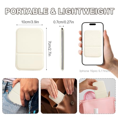 Jurrissa Compact Folding Mirror, 3.9" Small Portable Makeup Mirror for Pocket Purse, Mini Travel Size Foldable Mirrors with Stand for Tabletop, Handheld Mirrors (Beige) - Image 2