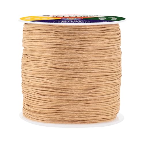 Mandala Crafts 0.8mm Tan Blind Strings Lift Shade Cord - 109 Yards Braided Nylon Cord for Roman Shades, Curtain String, and Blinds Repair or Replacement - Image 1