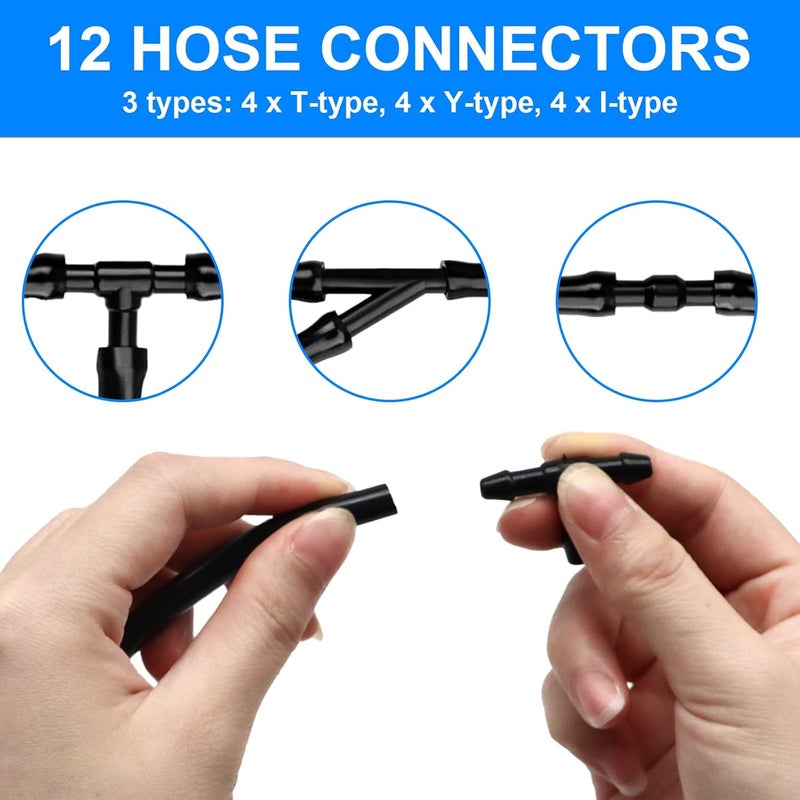 Bcautay 13Pcs Car Windshield Washer Hose Kit with 12 PCS Hose Connectors (Y I T-Type) 4m Universal Windscreen Washer Hose, Silicone Rubber Windscreen Wiper Hose, Connecting Car Water Pump and Nozzle - Image 3