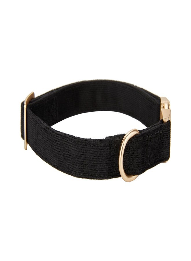YUDOTE Soft Cotton Dog Collar with Metal Buckle Adjustable Heavy Duty Comfy Corduroy Collars for Small Medium Large Dogs,Black,Large - Image 4